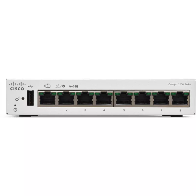 CISCO Catalyst 1200 8-port GE Desktop Ext PS PoE sisend