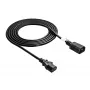 Akyga AK-PC-07A IEC C14 - IEC C13 toite pikenduskaabel, 3x 0,75 mm², 3 m, must
