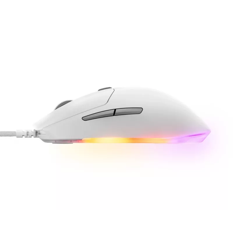 Mänguhiir STEELSERIES Rival 3 Gen 2 — optiline, 8500 DPI, juhtmega USB Type-A, paremakäeline, valge, 77 g