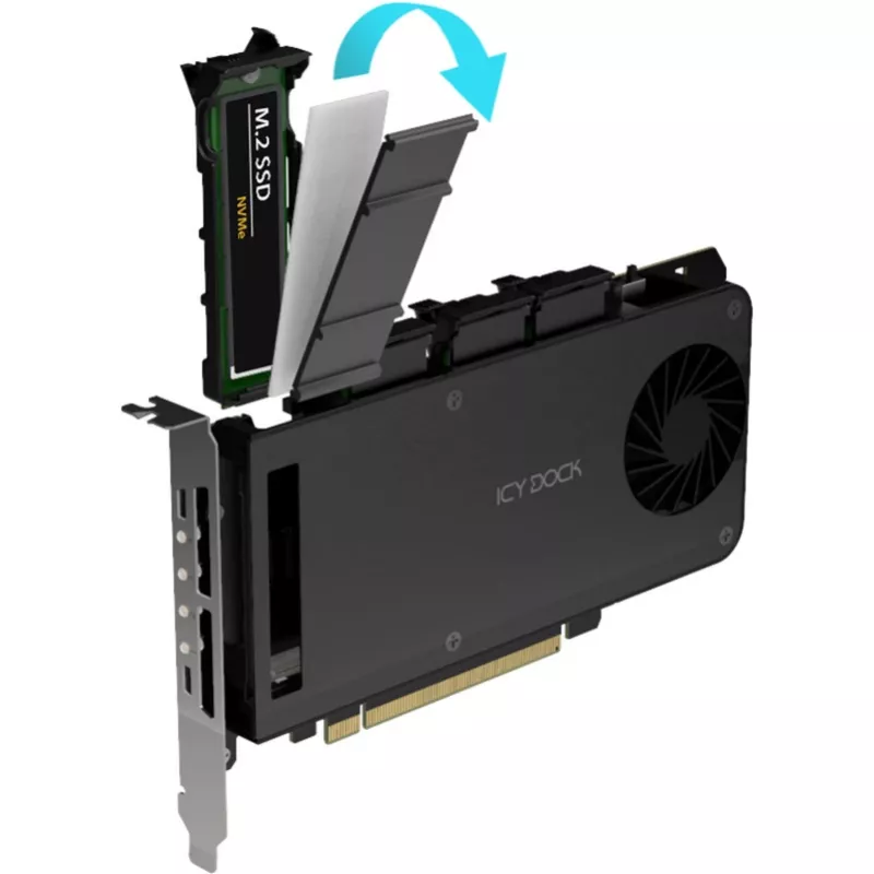 Mobiilseadme adapterkaart icy dock MB204MP-1B — 4 × M.2 NVMe SSD kuumvahetusega mobiilne sahtel