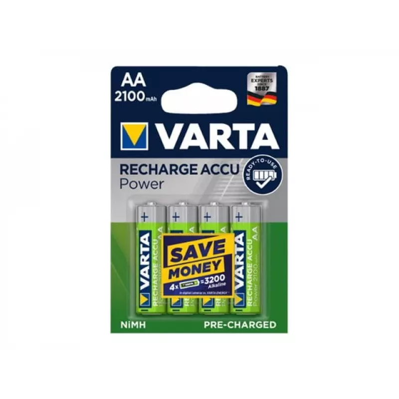 VARTA HR6 AA laetav aku Accu Power 2100 mAh 56706 Laetavad patareid 4 tk Roheline, Kollane
