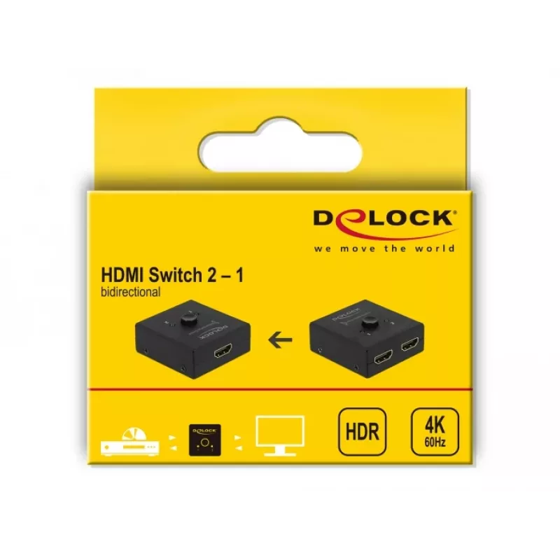 DeLock HDMI 2 - 1 kahesuunaline 4K 60 Hz kompaktne - Jaemüügikarp - Video/Heli lüliti - 2 x HDMI - Lauaarvuti (64072)