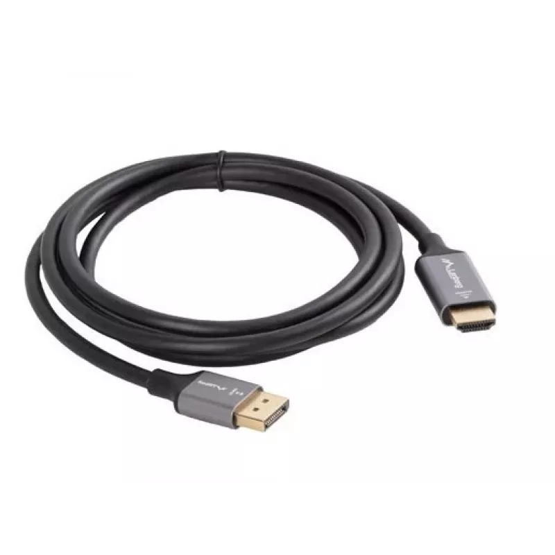 Lanberg CA-DPHD-20CU-0018-BK videokaabli adapter 1.8 m DisplayPort HDMI Type A (Standard) Must, Hõbedane