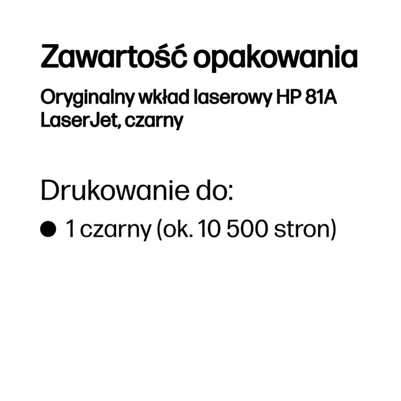 HP 81A must originaal LaserJet toonerikassett, 10500 lehekülge, must, 1 tk