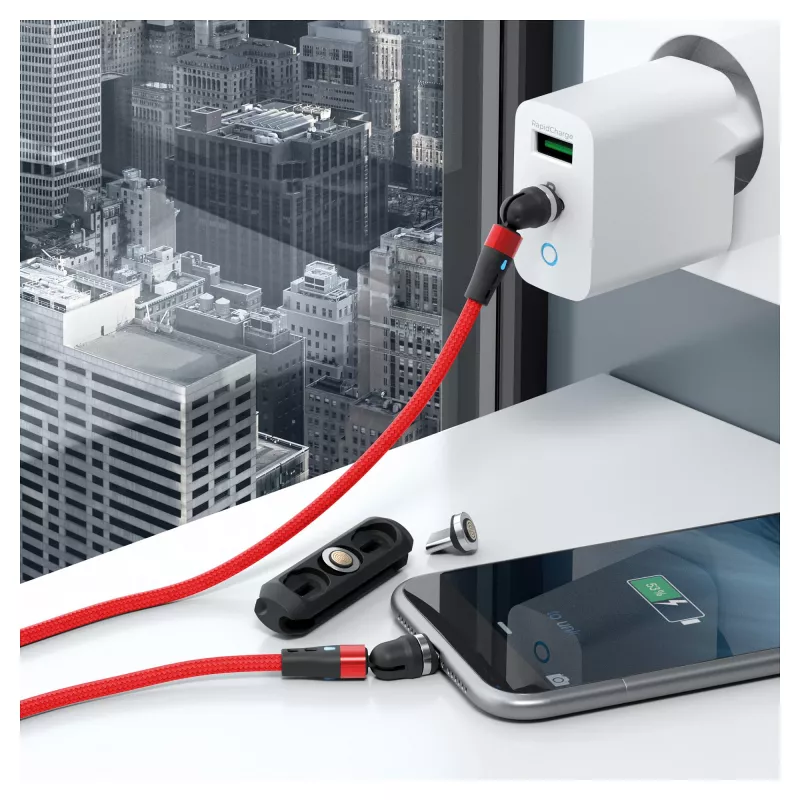 USB-kaabel RealPower MagneticCharge2 1m Punane Kiirlaadimine Andmeedastus