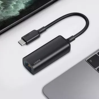 Etherneti adapter Aukey CB-A30 USB‑C – Gigabit RJ45 10/100/1000 Mbps, USB 3.0, alumiiniumkorpus, LED-indikaatorid