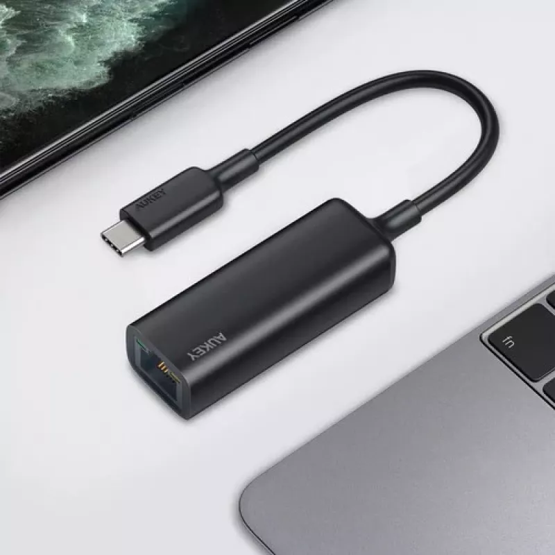 Etherneti adapter Aukey CB-A30 USB‑C – Gigabit RJ45 10/100/1000 Mbps, USB 3.0, alumiiniumkorpus, LED-indikaatorid