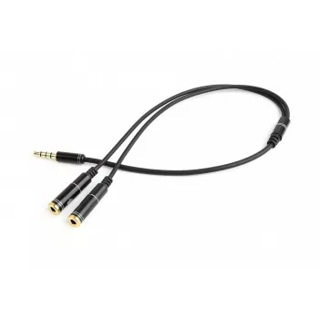Heliadapter Gembird CCA-417M 2×3,5 mm isane – 3,5 mm emane, 0,2 m, must