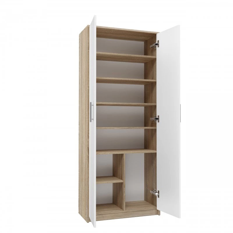 Dokumendikapp OLIV 2D 74x35x180 cm, sonoma tamm/valge