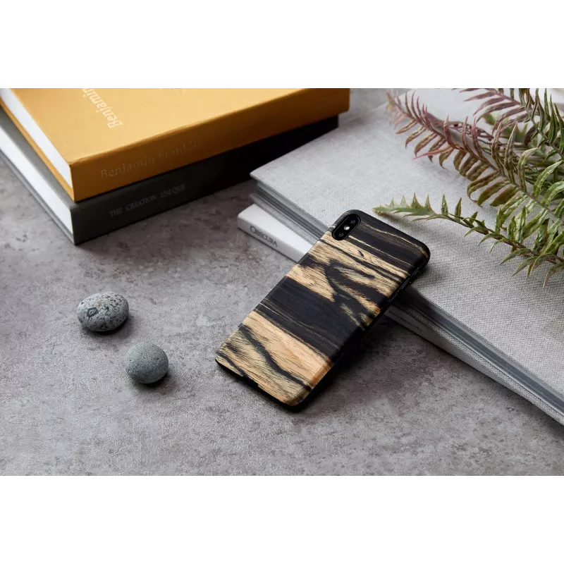 Telefonikorpus man and wood iPhone XS Max jaoks — valge eebenipuu must