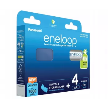 Laetavad patareid PANASONIC ENELOOP AA 2000 mAh 4 tk + karp (BK-3MCDE/4CP+CASE)