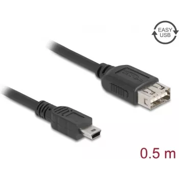 USB 2.0 kaabel DELOCK 81523, Mini-USB B to USB A, 0,5 m, must