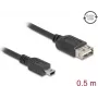 USB 2.0 kaabel DELOCK 81523, Mini-USB B to USB A, 0,5 m, must