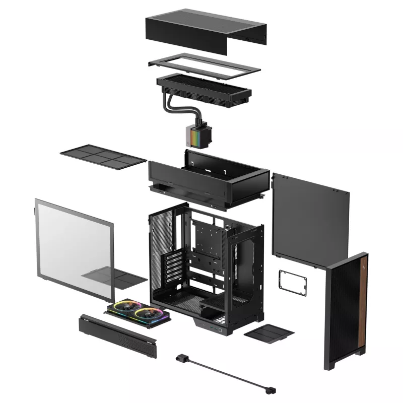 Lauaarvuti korpus DeepCool CL6600 Must — toetab ATX/PS2/SFX/SFX-L toiteplokke, 140 mm esiventilaatoreid, 120/140 mm üla- ja tagaventilaatoreid, 2,5/3,5 tolli draive
