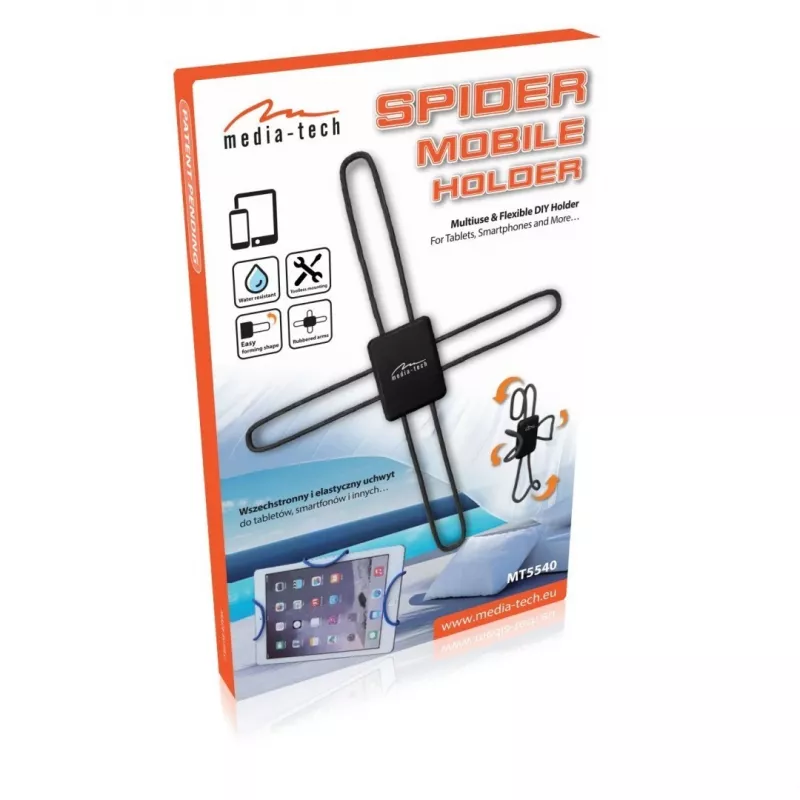 Mobiilihoidja MEDIA-TECH MT5540 Spider — reguleeritav kõrgus, kerge, nutitelefonidele ja tahvelarvutitele
