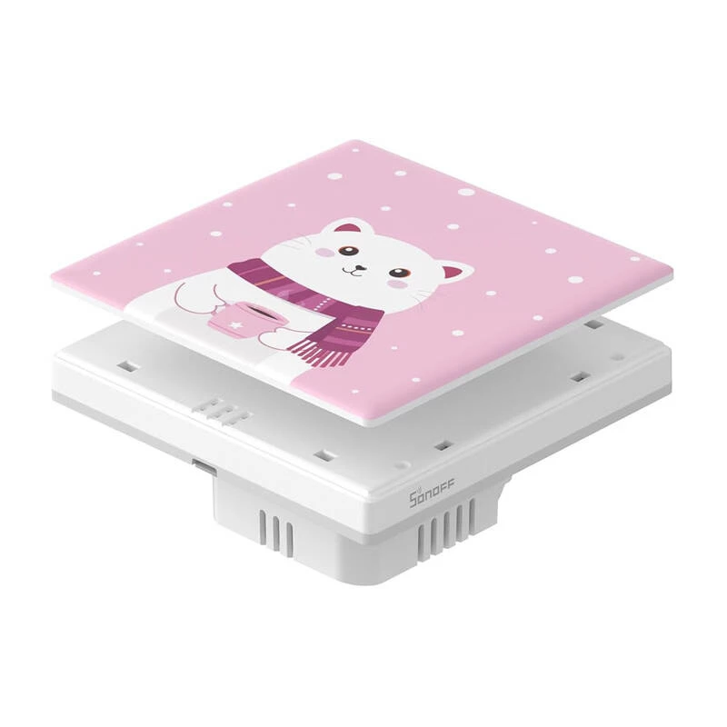 Dekoratiivkate Sonoff T5-1C-86-cartoon puutetundlikule lülitile — ühekordne 86x86 mm paneel