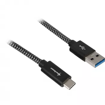 USB 3.2 Gen 2 kaabel, USB-A pistik > USB-C pistik (must/hall, 0,5 meetrit, varjestatud)
