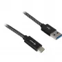 USB 3.2 Gen 2 kaabel, USB-A pistik > USB-C pistik (must/hall, 0,5 meetrit, varjestatud)