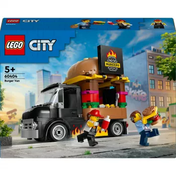 LEGO City Burgeri Veoauto Mänguauto 5+ Aastastele Poistele ja Tüdrukutele, Sõiduki Ehituskomplekt Köögimänguasjaga Müüja Minifiguuri ja Tarvikutega