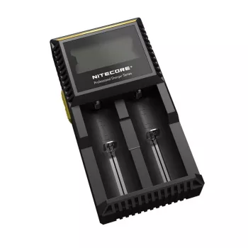 Akulaadija Nitecore D2 — 2 pesaga laadija AA/AAA/AAAA/C patareidele, 100–240V sisend, 4,2V väljund, must