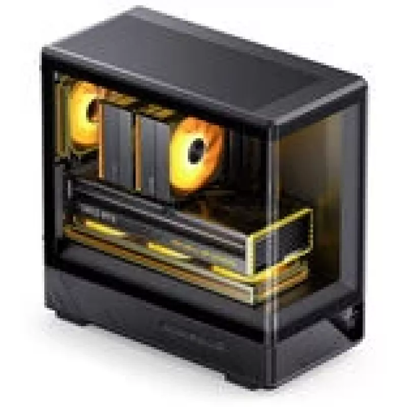 Arvutikorpus Jonsbo D200 midi-torn mATX karastatud klaas mini temperatuuriekraan must