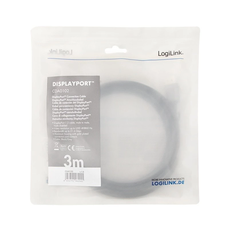 DisplayPort kaabel LogiLink CDA0102 3 m Hall Must