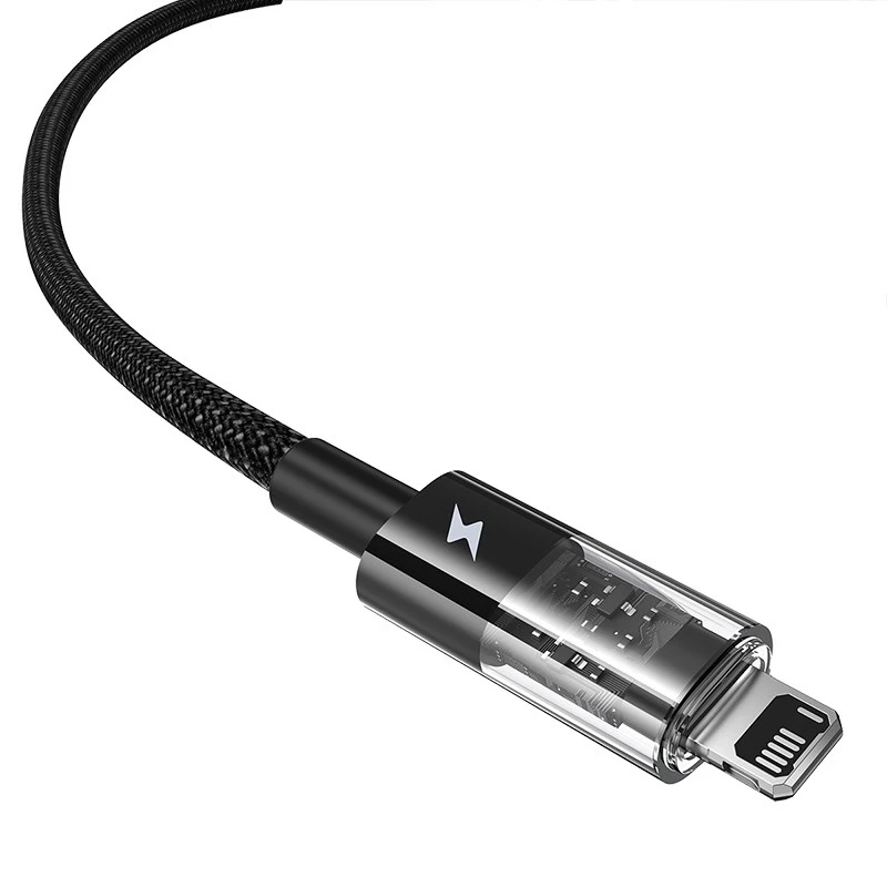 Baseus Gem USB to IP 2.4A kiirlaadimiskaabel 2 m Must