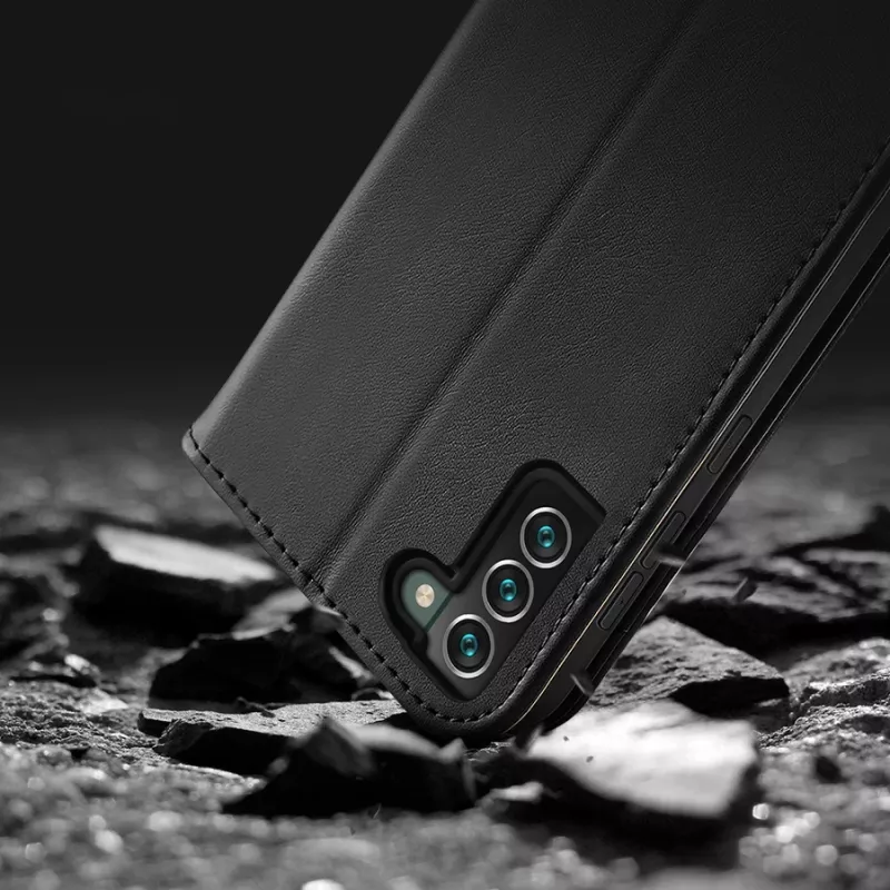 Dux Ducis Hivo klapiga nahast rahakott-tüüpi ümbris Samsung Galaxy S22+ (S22 Plus) jaoks, must