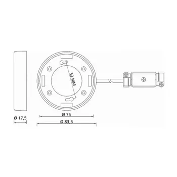 Valgustustarvik DELOCK 46019, valge plastikust seinale kinnitatav alus, mõõtmetega 83,5×83,5×26,5 mm