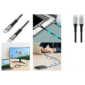 LogiLink USB 3.2 Gen2x2 USB-C kaabel C/m LED-iga must CU0434 - Kaabel - Digitaalne/Andme