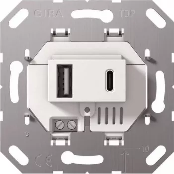 Gira USB-toiteplokk 2f TypA/C sisutükk valge 234900 (234900)