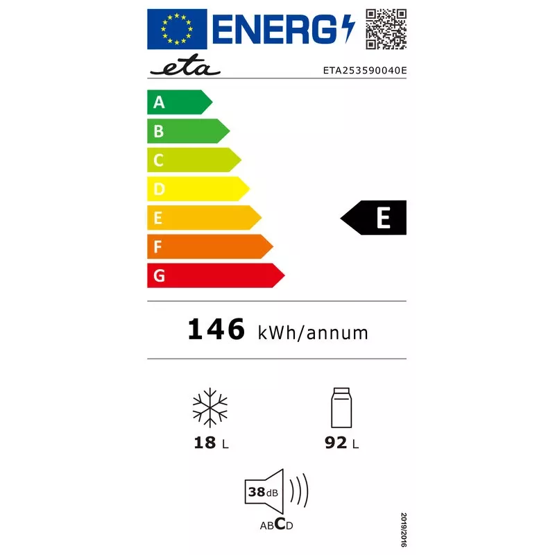 ETA | Külmik | ETA253590040E Storio retro | Energiaklass E | Vabaltseisev | Külmkapp | Kõrgus 90 cm | Külmiku netomaht 92 L | Sügavkülmiku netomaht 18 L | 38 dB |