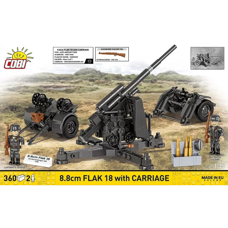Ehituskomplekt Cobi ehituskivid 8,8 cm Flak koos haagisega — 360 osa