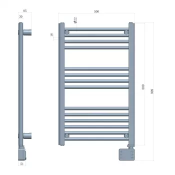 Vannitoa elektriradiaator Adler AD 7824 600 W, valge, IP24, seinale paigaldatav, 500×900 mm