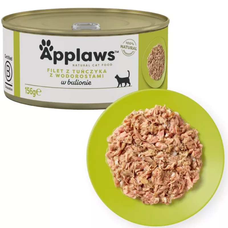 APPLAWS Tuunifilee merevetikaga puljongis - märg kassitoit - 156g
