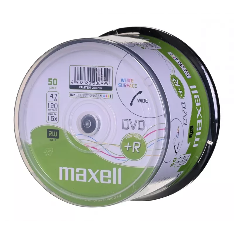 MAXELL DVD+R 4,7 GB 16x 50-pakend prinditav karbis