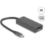 DELOCK 64316 videokaabli adapter USB USB-C -> HDMI + DisplayPort, 0,15 m, alumiinium, hall