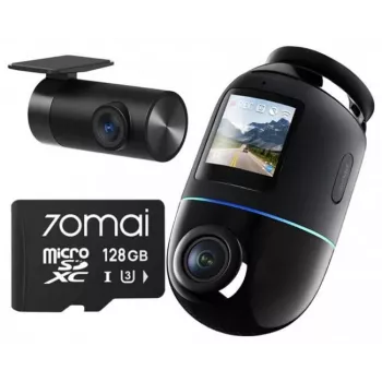 70mai Omni X800 4K autokaamera koos 70mai 128GB SD-kaardiga — 4K esi- ja salongisalvestus