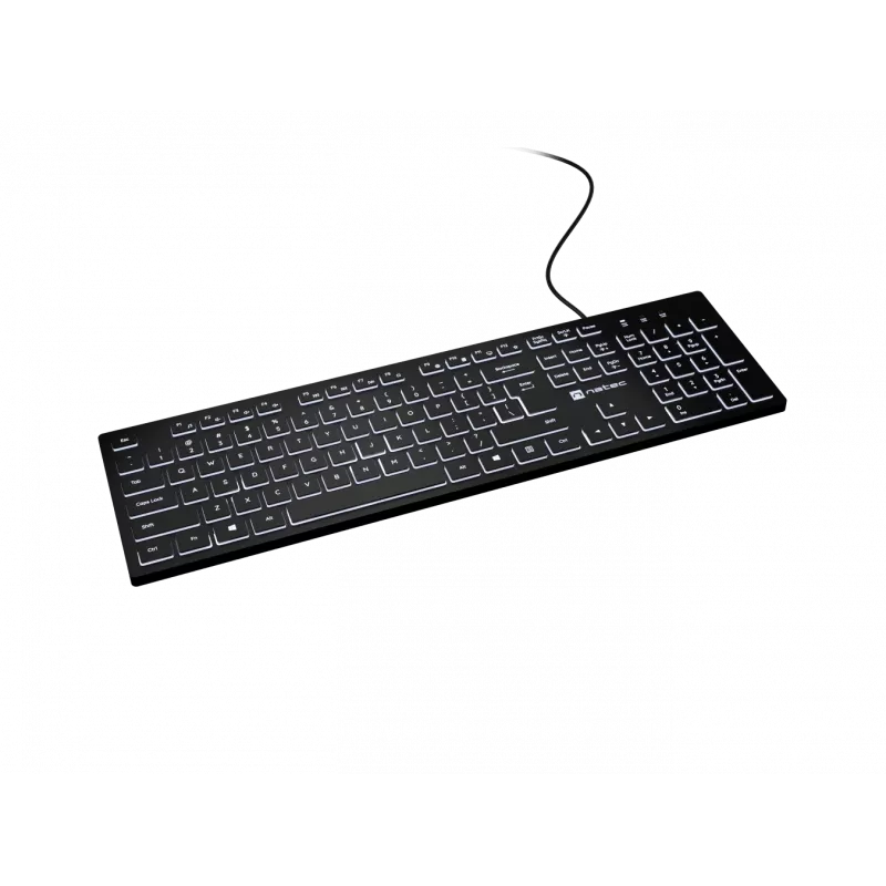 Juhtmega klaviatuur NATEC HERRING GLOW US paigutusega ja valge taustvalgustusega