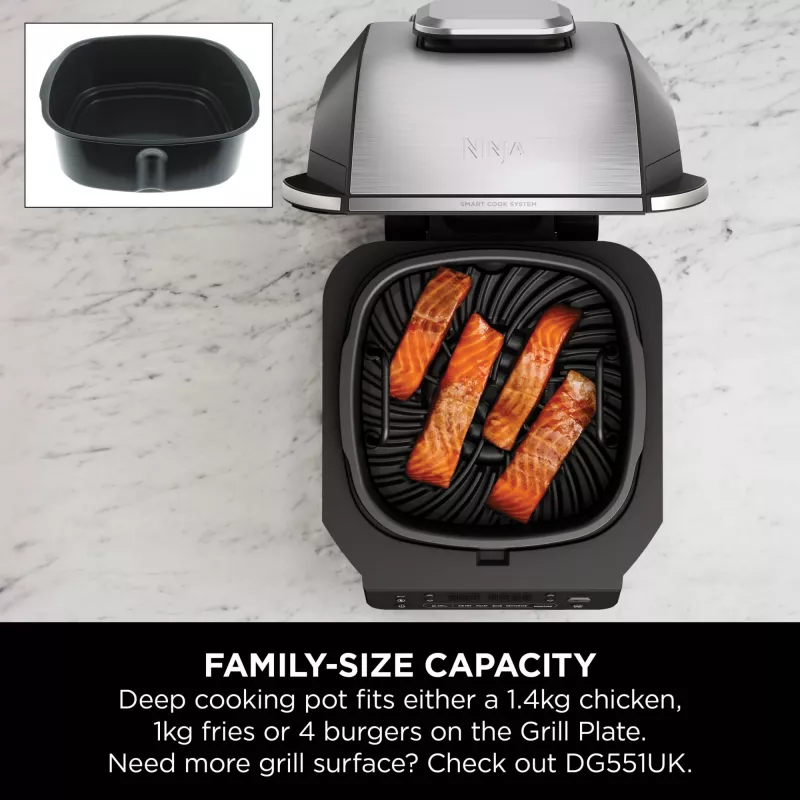 Ninja DG551EU fritüür Üksik 3,8 L Eraldiseisev 1760 W Kuumaõhufritüür Must, Hõbedane