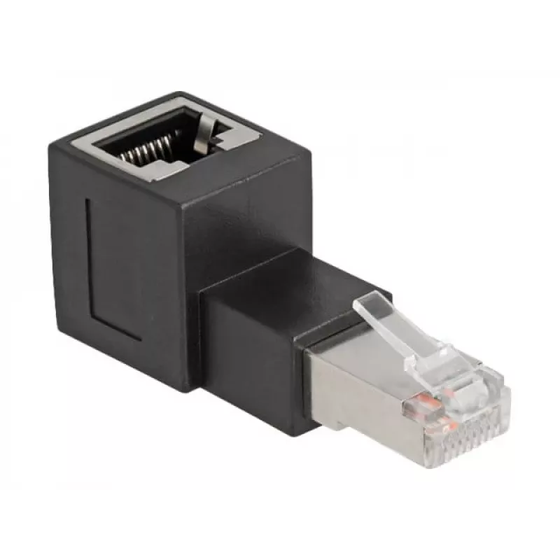 DeLOCK RJ45 pistik RJ45 pesasse adapter Cat.6A 90° ülespoole nurga all must