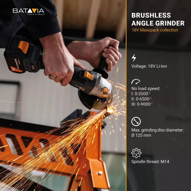Batavia B.V. 18V juhtmeta harjadeta nurklihvija | 125 mm