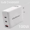 Laadija QOLTEC 100W GaN USB-C Dual PD 5–20V 1.5–5A, 2×USB-C