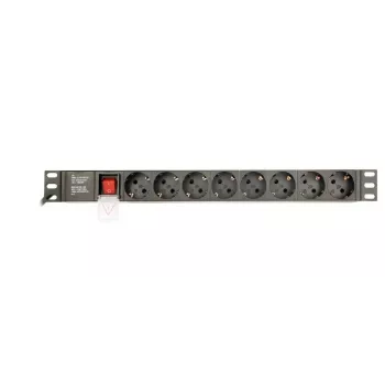 Toitejaotusseade GEMBIRD EG-PDU-014 — 8× Type F pistikupesa, 16 A, 3 m kaabel, 1U rack, 3680 W, must