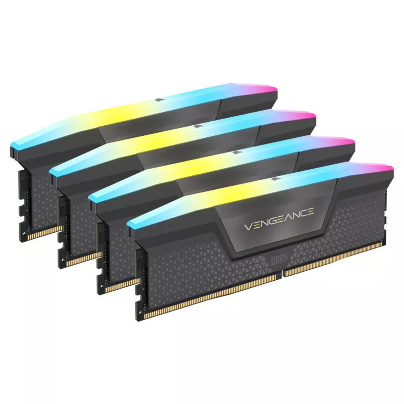 DIMM 64 GB DDR5-6000 (4x 16 GB) Quad-Kit, mälu must, CMH64GX5M4B6000C36, Vengeance RGB, INTEL XMP