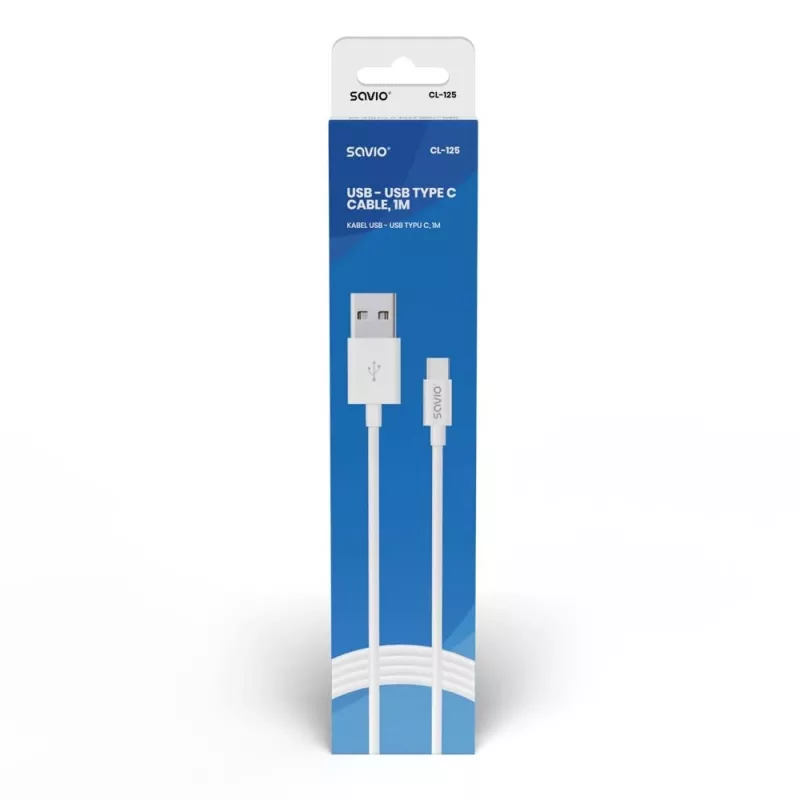 Savio CL-125 USB-kaabel USB 2.0 1 m USB A USB C Valge