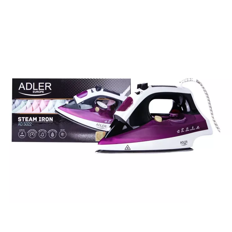 Adler AD 5022 kuiva- ja aurutriikraud keraamilise tallaga lilla, 2200 W