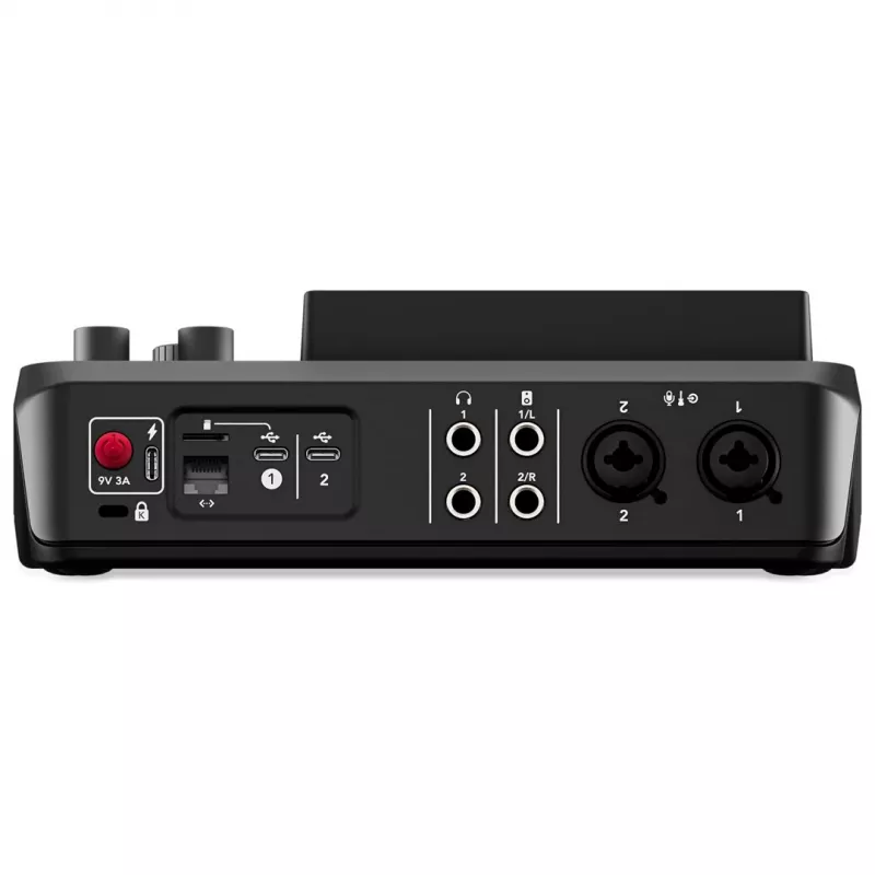 Stuudiokontroller RØDE Caster Duo must — 2 kombineeritud XLR/TRS, 2 TRS liiniväljundit, 48 kHz, 24-bitine, puuteekraan, Wi‑Fi, Bluetooth