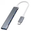USB-jaotur VAKOSS TC-4125X — 1× USB 3.0 tüüp-A, 3× USB 2.0 tüüp-A, Host: USB USB-C, hõbedane