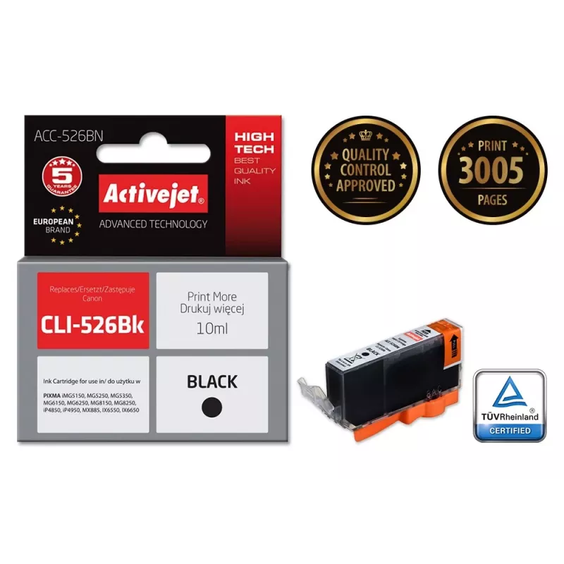 Activejet ACC-526BN tint (Canon CLI-526Bk asendus; Supreme; 10 ml; must)